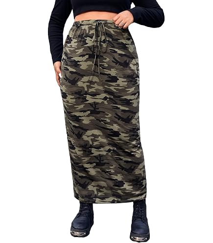 Amazon.com: WDIRARA Women's Camo Print High Waist Skinny Midi